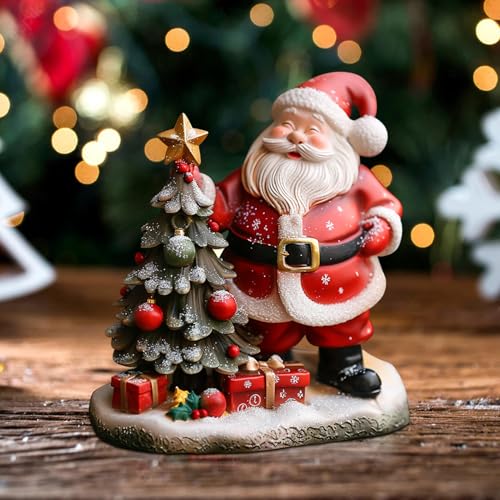 ACAREY Weihnachten Deko Figuren Harz Statue, Weihnachtsmann Schneemann Figur Tischdeko Weihnachten, Weihnacht Garten Deko Außen Drinnen Figuren für Home Küchentisch Urlaub Party Weihnachtsdeko von ACAREY