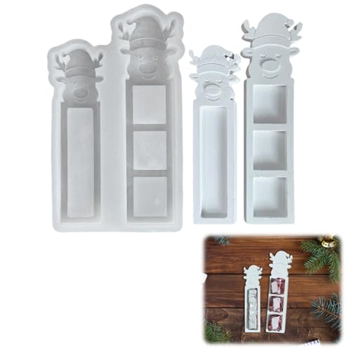ACAREY Weihnachten Silikonform Elch Schokoladenform Für DIY Geschenke Geldgeschenke Kerzenherstellung 2-in-1 Design Mit 2 Größen (A) von ACAREY