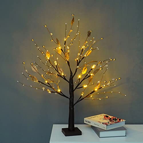 ACAREY Weihnachtsdeko LED Baum Licht mit 24 LEDs, Lichterbaum Für Innen Weihnachten 24'' Baum Deko Bäumchen Lichterbaum Für Weihnachtsdeko Innendeko Tisch Herbstdeko Zum Aufhängen (Golden) von ACAREY