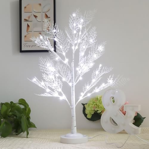 ACAREY Weihnachtsdeko LED Baum Licht mit 60 LEDs, Lichterbaum Für Innen Weihnachten Baum Deko Bäumchen Lichterbaum Für Weihnachtsdeko Innendeko Tisch Weihnachtsdeko Zum Aufhängen (Weiß) von ACAREY