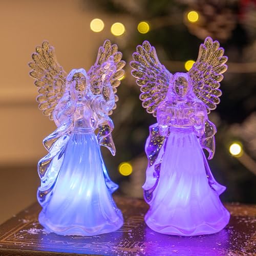 ACAREY Weihnachtsdeko LED Kerzen, 2 Stück Weihnachten Deko Engel LED Kerzen Flammenlose Teelichter, Weihnachtskerzen Engel Weihnachtsbeleuchtung Für Weihnachtsdeko Innen, Fenster, Tisch von ACAREY