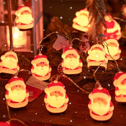 ACAREY Weihnachtsdeko Lichterkette, Schneemann Weihnachtskugeln Lichter mit 10 LEDs, Christbaumkugeln Lichterkette für Christbaumschmuck, Weihnachtsfeier, Weihnachtsdeko Fenster (Weihnachtsmann) von ACAREY