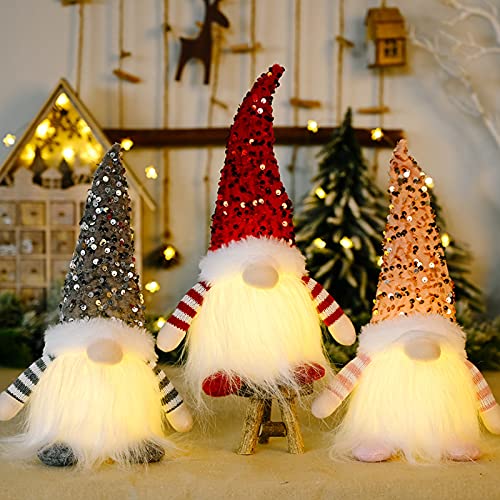 ACAREY Weihnachtsdeko 3 Stück Weihnachten Deko Wichtel mit Licht, Weihnachtswichtel Plüsch Weihnachtsdeko Amerikanisch mit LED Weihnachten Figur Beleuchtete Wichtel für Weihnachtsdekoration von ACAREY