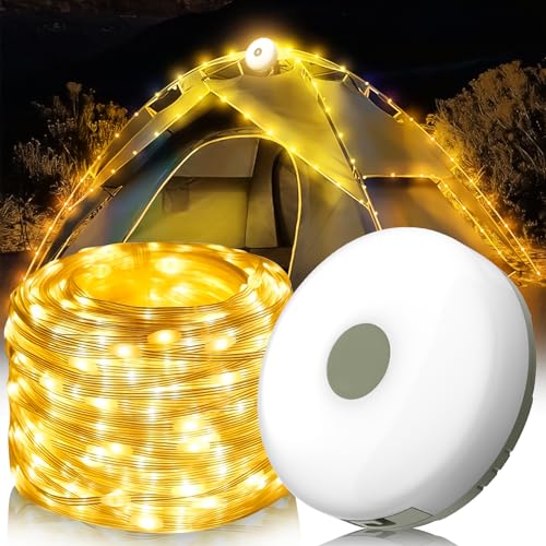 Camping Lichterkette Aufrollbar Lichterkette Innen & Außen Led Streifen, USB LED Lichterkette mit Wiederaufladbar Batterie, IP67 Wasserdicht Warmweiß Lichterketten Für Canmping, Party von ACAREY