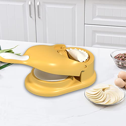 Dumpling Maker 2-in-1-Knödelformdruck,Teigtaschen-Hautmacher,Teigtaschenformen, Knödelmacher,Knödelhautform Manuelle Teigpresse,Hautverpackungen,Knödel Skin Maker Knödel Formen (Gelb) von ACAREY