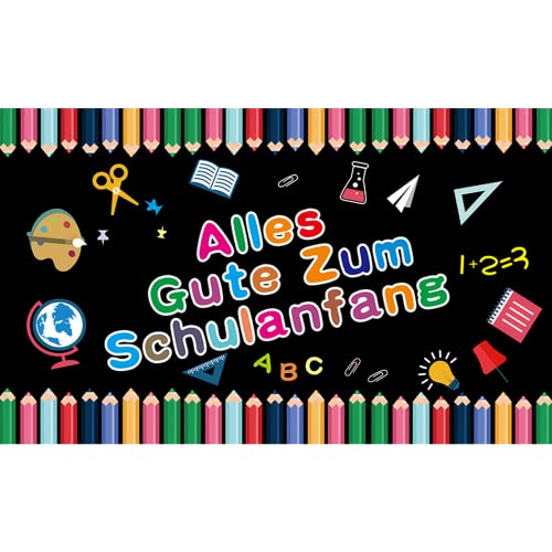 Einschulung Banner Deko,Alles Gute Zum Schulanfang Banner,Willkommensschild Banner Schulanfang Deko, Schuleinführung Hintergrund Banner für Schulanfang Garten Tisch Mauer Photo Booth Deko (110*180cm) von ACAREY