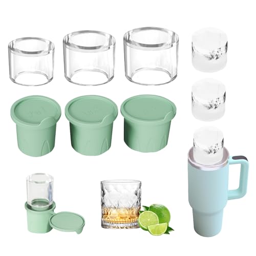 Eiswürfelform Silikon Für Stanley Cup Thermobecher, Silikon Eisform mit Deckel für 30-40oz Trinkbecher Becher, Silikon Eiswürfelbehälter Für Eisgetränk, Saft, Whiskey, Cocktail, Sommer (Grün) von ACAREY