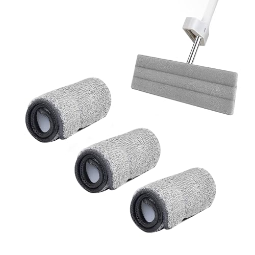 Großer Flacher Mop und Eimer Set, Wischmopp Set Mit Eimer, 360° Drehbarer Reinigungsmopp, Nass- Trockenmopp für Bodenreinigung Hartholz, Fliesen, Laminat von ACAREY