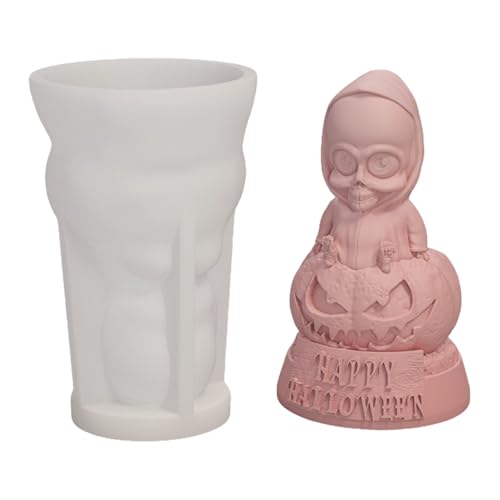 Halloween Totenkopf Kürbis Kerzenform Silikonform Herbst, 3D Halloween Silikon Detaillierte Aromatherapie Kerzen Gießform, Gruselige Deko Wiederverwendbar von ACAREY