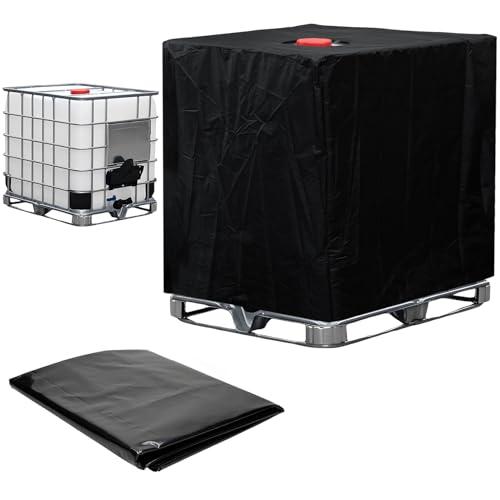 IBC Tank Abdeckung IBC Tank Zubehör Für Wassertank 1000L Regentonne, Wassertank Abdeckplane IBC Container Abdeckung 1000 Liter Wassertank Zubehör, UV-Folie IBC Cover, 120 X100 X116 cm (Schwarz) von ACAREY