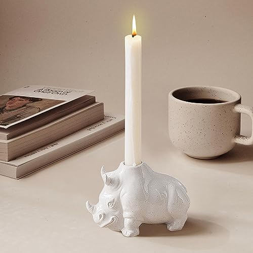 ACAREY Kerzenständer Kerzenhalter Keramisch Teelichthalter Moderne Abstrakte Kunst Deko Figure Kerzenhalter Dekorationen für Tischdeko, Hochzeit, Abendessen, Gartenparty, Kaminsims (Nashorn) von ACAREY