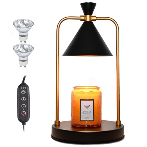 Kerzenwärmer Lampe mit Timer, Elektrische Duftlampe für Wachs, Candle Warmer Lamp Vintage Kerzenwärmer Aroma Diffuser Für Duftkerzen Im Glas, Zuhause, Schlafzimmer, Dekoration (Schwarz) von ACAREY