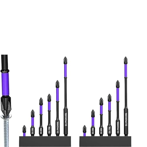 Magnetische Anti-Rutsch-Bohrer, teiliges tragbares, Stoßfestes D1-Schlagschrauber-Bit-Set, magnetisches Bit-Set,Kreuzschlitz-Magnetkopf mit Aufbewahrungsbasis für Elektroschrauber (12PCS) von ACAREY