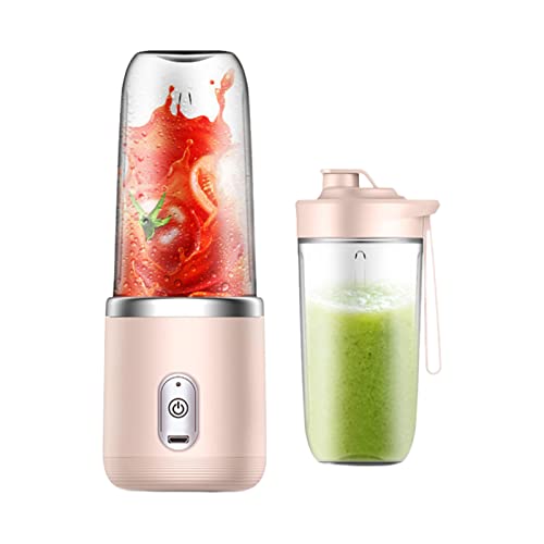 Mixer Smoothie Maker, Blender Smoothie Makers Tragbarer Mixer Mini Jug Blenders Persönlicher Mixer Fresh Juice Mixer mit 2 Tragbare Flaschen für Reisen, Büro, Fitnessstudio (Rosa) von ACAREY