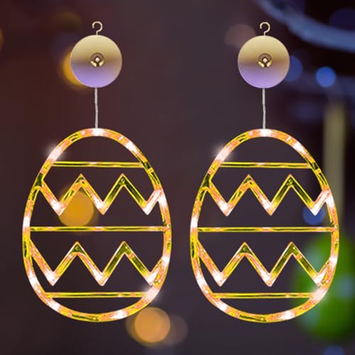 Osterdeko LED Fenster Licht Ostern Deko Lichterkette Ostereier zum Aufhängen Lichterkette, LED Lichterkette Fenster Beleuchtung Batteriebetrie mit Saugnäpfe, Osterdeko Für Draußen & Innen (Warm x2) von ACAREY