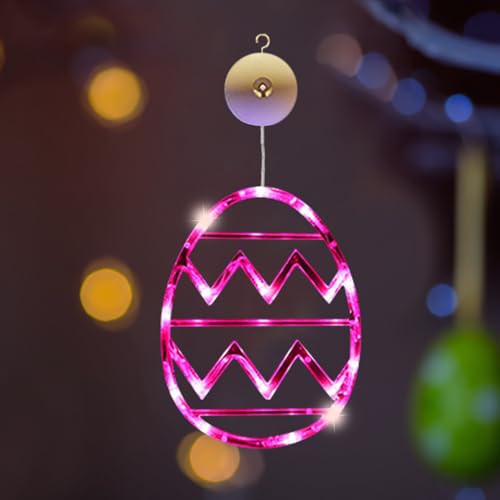 Osterdeko LED Fenster Licht Ostern Deko Lichterkette Ostereier zum Aufhängen Lichterkette, LED Lichterkette Fenster Beleuchtung Batteriebetrie mit Saugnäpfe, Osterdeko Für Draußen & Innen (Rosa) von ACAREY