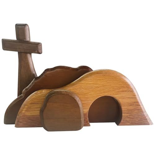 ACAREY Osterdeko Osterszene Holz Osterkrippe, Ostern Deko Auferstehung Holzdekoration, Jesus Krippe Szene Osterdekoration, Deko Ostern für Ostern Set Christliche Tischschmuck Dekoration (4 Stück) von ACAREY