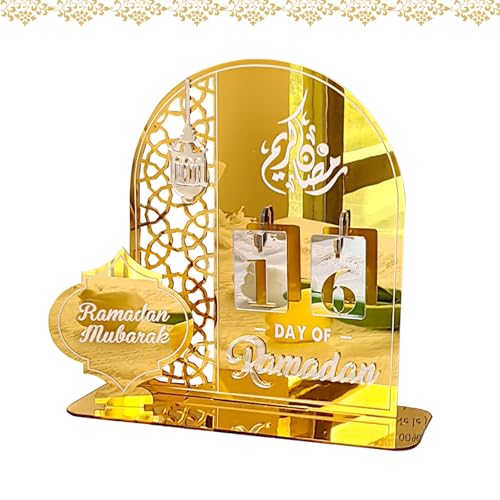 Ramadan Kalender, Ramadan Dekoration Kalender DIY Ramadan Deko Countdown-Kalender Ornament Gebet Eid Ramadan Mubarak Deko Wohnzimmer Ramadan Geschenke Für Kinder (Gold) von ACAREY