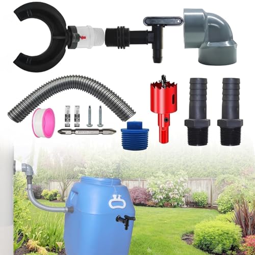 Regenwassersammler Fallrohr Regensammler mit IBC Auslaufhahn IBC Tank Zubehör, 70-110mm Speedy Regentonnen Anschluss Fallrohr, Wasserdieb Regendieb Regentonnen Verbinder Mit Montagezubehör (50cm) von ACAREY