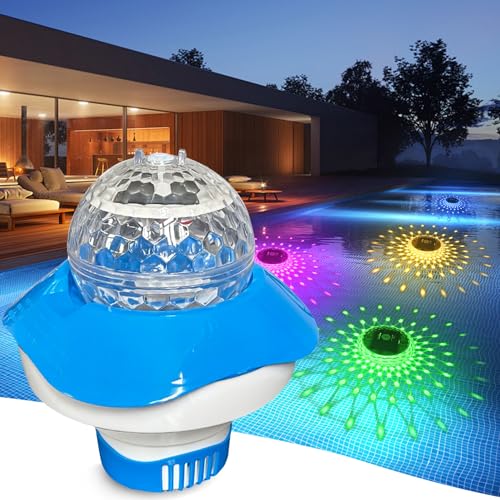 Schwimmend Chlor Spender Solar Poolbeleuchtung Teichbeleuchtung Unterwasser Chlordosierer Für Pool, Solar Schwimmende LED Poolbeleuchtung, Gartendeko Light Poollicht Für Teichdeko (Verstellbar) von ACAREY