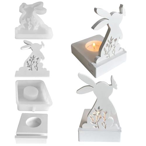 Silikonform Ostern Hase Kerzenhalter, Silikonformen Gießformen Silikonformen Ostern 3D Hasenform, Ostern Hase Backform, Hase Silikon DIY Giessform Für Kerzen Handwerk Oster DIY Geschenke (B) von ACAREY