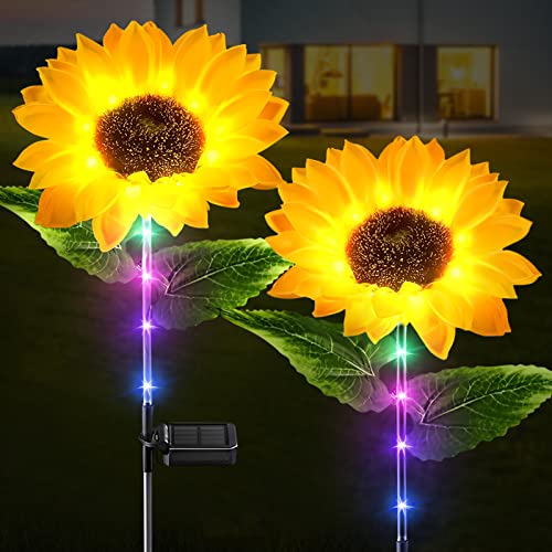 Solarlampen Für Außen, Sonnenblume Gartendeko für Draußen Solar Gartenleuchten Wegeleuchte mit Sonnenblume für Außen Solarlampe Solarleuchten für Garten, Terrasse, Wasserdicht IP65 (Bunt) von ACAREY