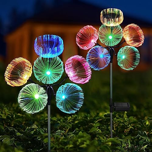 Solarlampen Für Außen Garten 2 Stück Jellyfish Gartendeko Solarleuchten Für Außen, Solarleuchten Für Gartendeko Mit 12 Quallenlichtern 7 Farbwechsel RGB Für Balkon Gartendeko Hof Terrasse (2 Stück) von ACAREY