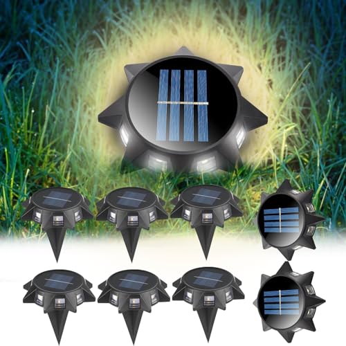 Solarlampen für Außen 8 Stück 64 LEDs Solar Bodenleuchten Aussen Garten Solarleuchten Außenleuchte, Led Solar Gartenleuchten Wasserdicht Solarlampen für Garten, Rasen, Gehweg, Patio, Auffahrt (Warm) von ACAREY