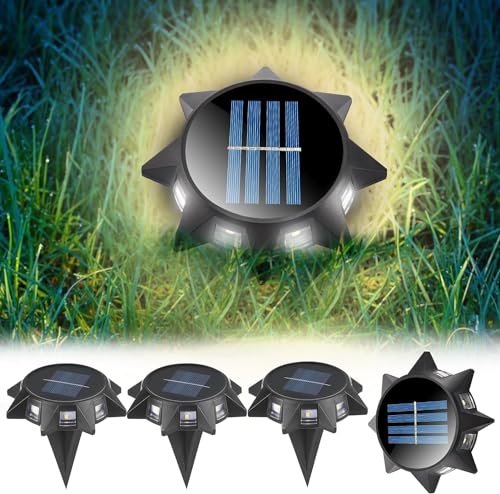 Solarlampen für Außen Garten, Solar Bodenleuchten Außen Garten 2 Stück 16 LEDs Solarleuchten Außenleuchte, Led Solar Gartenleuchten Wasserdicht Solarlampen für Garten, Rasen, Gehweg, Patio (Warm) von ACAREY