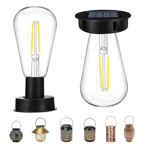 ACAREY Solarlampen für Außen Hängend, Solar Laternen für Draußen mit Größer LED-Glühbirne, IP65 Wasserdicht Metall/Rattan Solarleuchten für Außen Terrasse Rasen Balkon Hof Gartendeko von ACAREY
