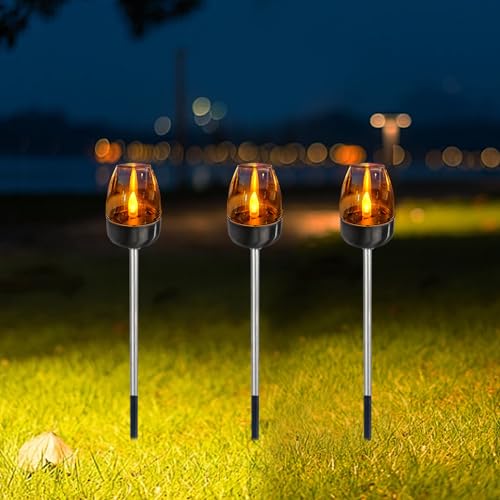 Solarleuchten Für Außen Garten, Solarlampe Für Außen Solar Fackel Gartenfackeln, IP65 Wasserdicht Garten Solarleuchten Für Außen, Weg, Hinterhöfe, Rasen, Gartendeko (3 Stück) von ACAREY