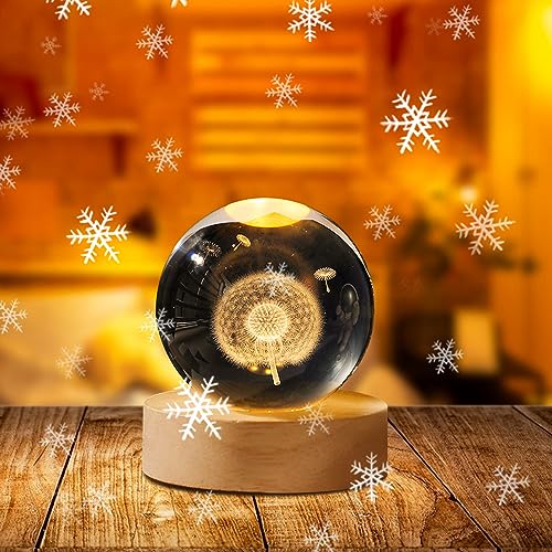 Weihnachtsdeko Kristall Weihnachtskugeln Mit LED Kristallkugel Mit Holz Deko Figuren, Schneemann Beleuchtet Personalisiertes Geschenk Für Weihnachten Deko, Frauen, Kinder, Geburtstag (Pusteblume,8cm) Weihnachtsdeko Kristall Weihnachtskugeln Mit LED Kristallkugel Mit Holz Deko Figuren, Schneemann Beleuchtet Personalisiertes Geschenk Für Weihnachten Deko, Frauen, Kinder, Geburtstag (Pusteblume,8cm) von ACAREY