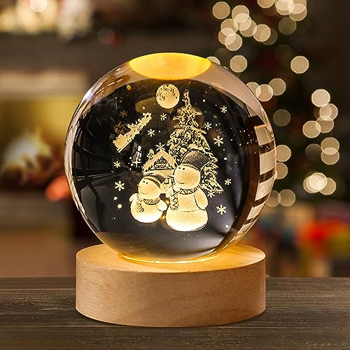 Weihnachtsdeko Kristall Weihnachtskugeln Mit LED Kristallkugel Mit Holz Deko Figuren, Schneemann Beleuchtet Personalisiertes Geschenk Für Weihnachten Deko, Frauen, Kinder, Geburtstag (Schneemann,8cm) Weihnachtsdeko Kristall Weihnachtskugeln Mit LED Kristallkugel Mit Holz Deko Figuren, Schneemann Beleuchtet Personalisiertes Geschenk Für Weihnachten Deko, Frauen, Kinder, Geburtstag (Schneemann,8cm) von ACAREY