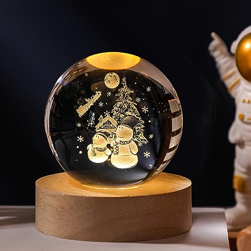 Weihnachtsdeko Kristall Weihnachtskugeln Mit LED Kristallkugel Mit Holz Deko Figuren, Schneemann Beleuchtet Personalisiertes Geschenk Für Weihnachten Deko, Frauen, Kinder, Geburtstag (Schneemann,6cm) Weihnachtsdeko Kristall Weihnachtskugeln Mit LED Kristallkugel Mit Holz Deko Figuren, Schneemann Beleuchtet Personalisiertes Geschenk Für Weihnachten Deko, Frauen, Kinder, Geburtstag (Schneemann,6cm) von ACAREY