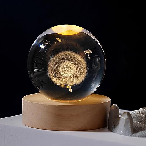 Weihnachtsdeko Kristall Weihnachtskugeln Mit LED Kristallkugel Mit Holz Deko Figuren, Schneemann Beleuchtet Personalisiertes Geschenk Für Weihnachten Deko, Frauen, Kinder, Geburtstag (Pusteblume,6cm) Weihnachtsdeko Kristall Weihnachtskugeln Mit LED Kristallkugel Mit Holz Deko Figuren, Schneemann Beleuchtet Personalisiertes Geschenk Für Weihnachten Deko, Frauen, Kinder, Geburtstag (Pusteblume,6cm) von ACAREY