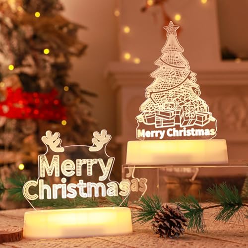 Weihnachtsdeko LED Laternen, Weihnachten deko Laternen, LED Elch Baum Weihnachtsmann Deko Weihnachtsdeko Amerikanisch LED Figuren, Geschenke für Mädchen, Kinder, Familie Weihnachten Freunde (4 Stück) von ACAREY