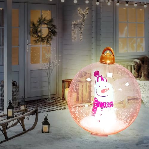 Weihnachtsdeko Weihnachtskugeln Aufblasbare 60cm LED Weihnachtskugel XXL mit Fernbedienung, 16 Farben RGB Schneemann Weihnachtsbeleuchtung Aufblasbarer Weihnachtsball Wasserdicht IP65 von ACAREY