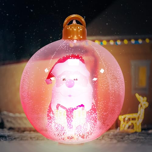 Weihnachtsdeko Weihnachtskugeln Aufblasbare 60cm LED Weihnachtskugel XXL mit Fernbedienung, 16 Farben RGB Weihnachtsmann Weihnachtsbeleuchtung Aufblasbarer Weihnachtsball Wasserdicht IP65 von ACAREY