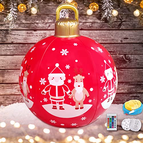 Weihnachtsdeko Weihnachtskugeln Aufblasbare 60cm Weihnachtskugel XXLOutdoor mit LED Licht Und Fernbedienung, Weihnachtsmann Weihnachtskugeln Aufblasbarer Weihnachtsball von ACAREY
