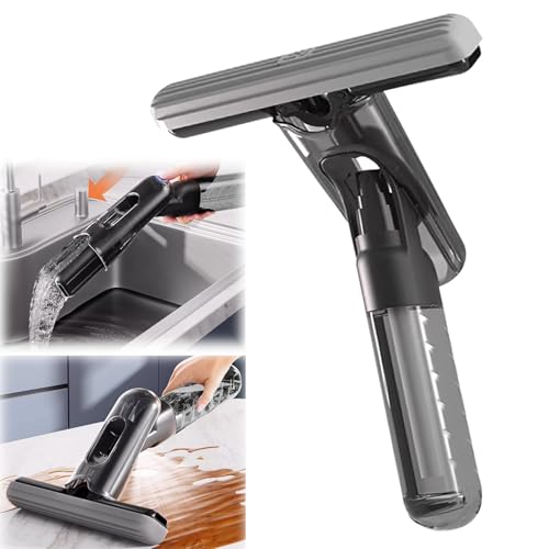Wischer Mini Mop, Bodenwischer mit Sprühfunktion & Auswringfunktion, Tragbarer Wischmopp mit Wassertank für Badezimmer, Küche, Schreibtisch, Glas, Wohnzimmer, Auto (Schwarz) von ACAREY