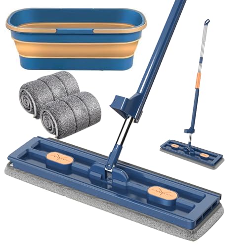 ACAREY Wischmopp Set mit Eimer Bodenwischer Großer Flachmop 360° Drehgelenk Bodenwischer Wischmopp Set, Wischmopp Mit Auswringfunktion, Wischmob Großer Flachmop (Wischmopp Set mit Eimer) von ACAREY