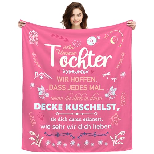 ACAROMAY Original Geschenk An Unsere Tochter Kuscheldecke Dekoratives Decke Geschenkidee für Tochter Geburtstag Hochzeit Weihnachten von Mama und Papa 150x130cm (An Unsere Tochter-A) von ACAROMAY