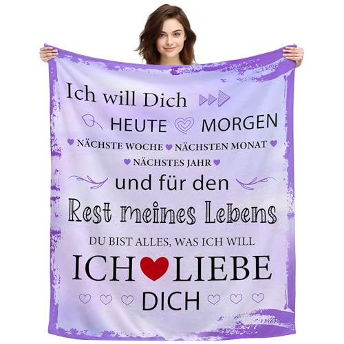 ACAROMAY Valentinstag-Jubiläumsdecke für Sie und Ihn Romantisches „Ich Liebe Dich“ Geschenk für Frauen Männer Paare Ehefrau Ehemann Kuscheldecke 150 x 130 cm (Ich Liebe Dich) von ACAROMAY