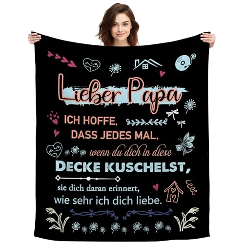 Original Geschenk Lieber Papa Ich Hoffe Dass Jedes Mal Wenn Du Dich In Diese Decke Kuschelst Sie Dich Daran Erinnert Wie Sehr Ich Dich Liebe Kuscheldecke Dekoratives für Papi Vater (Lieber Papa-B) von ACAROMAY