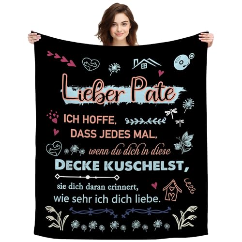Original Geschenk Lieber Pate Ich Hoffe Dass Jedes Mal Wenn Du Dich In Diese Decke Kuschelst Sie Dich Daran Erinnert Wie Sehr Ich Dich Liebe Kuscheldecke Dekoratives für Taufpate (Lieber Pate-B) von ACAROMAY