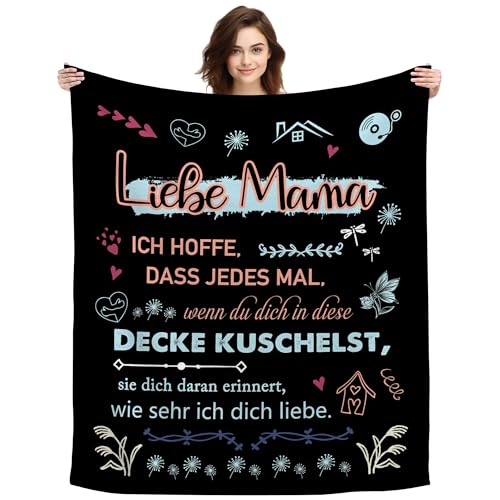 Original Geschenk zum Muttertag Mama Ich Hoffe Dass Jedes Mal Wenn Du Dich In Diese Decke Kuschelst Sie Dich Daran Erinnert Wie Sehr Ich Dich Liebe Kuscheldecke Dekoratives für Mutter (Liebe Mama-B) von ACAROMAY