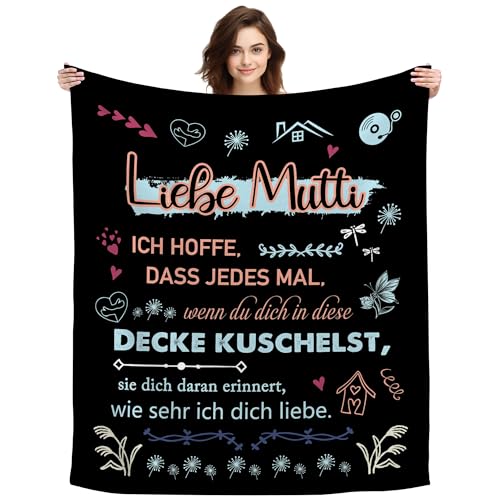 Original Geschenk zum Muttertag Mutti Ich Hoffe Dass Jedes Mal Wenn Du Dich In Diese Decke Kuschelst Sie Dich Daran Erinnert Wie Sehr Ich Dich Liebe Kuscheldecke Dekoratives für Mama (Liebe Mutti-B) von ACAROMAY