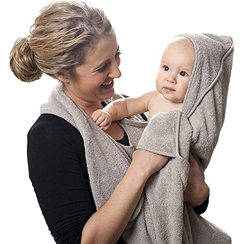 ACARYI 90CM * 90CM gekämmte Baumwolle Baby-Badetuch mit Kapuze Schürze Handtuch Absorbent Kinder Wipes (Brown) von ACARYI