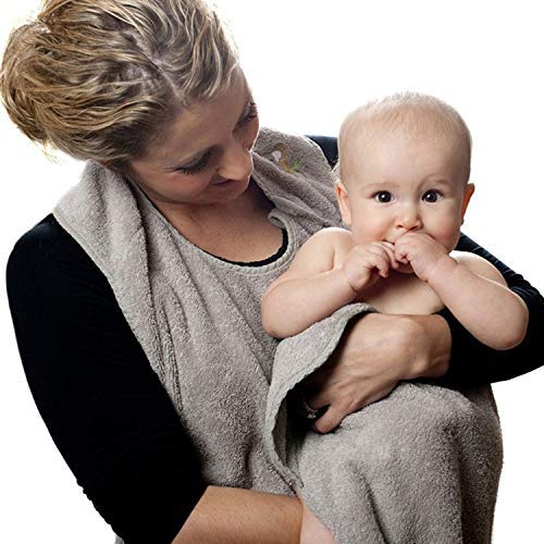 90CM * 90CM gekämmte Baumwolle Baby-Badetuch mit Kapuze Schürze Handtuch Absorbent Kinder Wipes (grey) von ACARYI