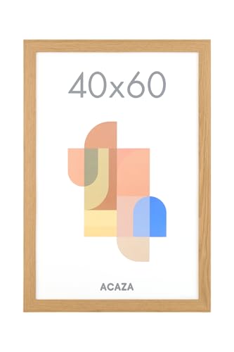 ACAZA Bilderrahmen 40x60 cm Warme Eiche, MDF Holz mit bruchsicherem Acrylglas, für Photos, Poster und Puzzles, Wandmontage, Hoch- und Querformat von ACAZA